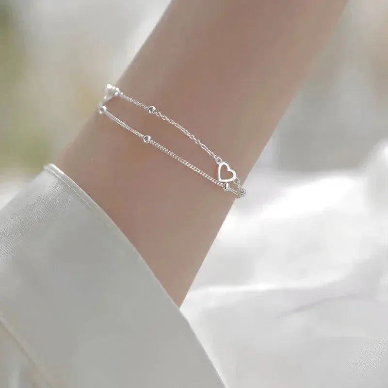 Adjustable Silver Heart Bracelet - Agnes Jewels