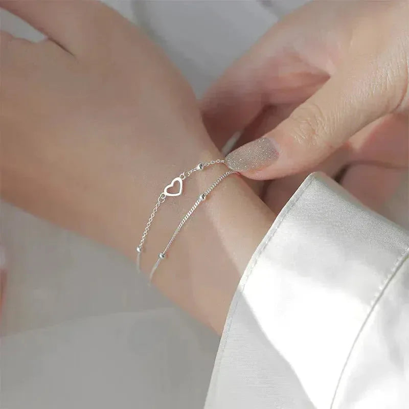 Adjustable Silver Heart Bracelet - Agnes Jewels