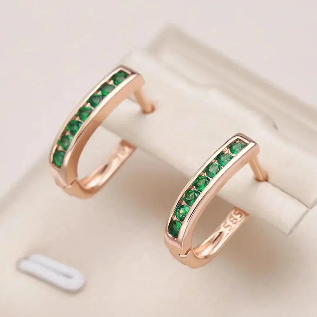 Emerald diamond earrings in gold - Agnes Jewels
