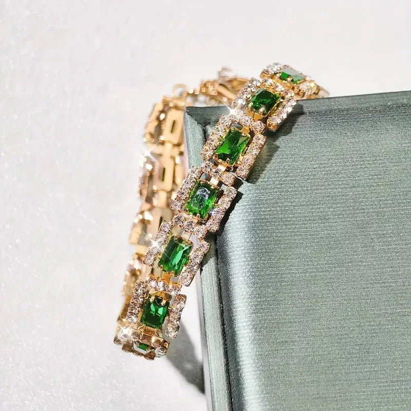Emerald Green Statement Bracelet | Gold - Agnes Jewels
