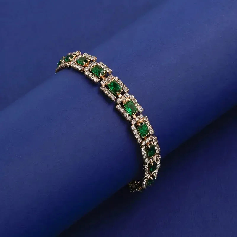Emerald Green Statement Bracelet | Gold - Agnes Jewels