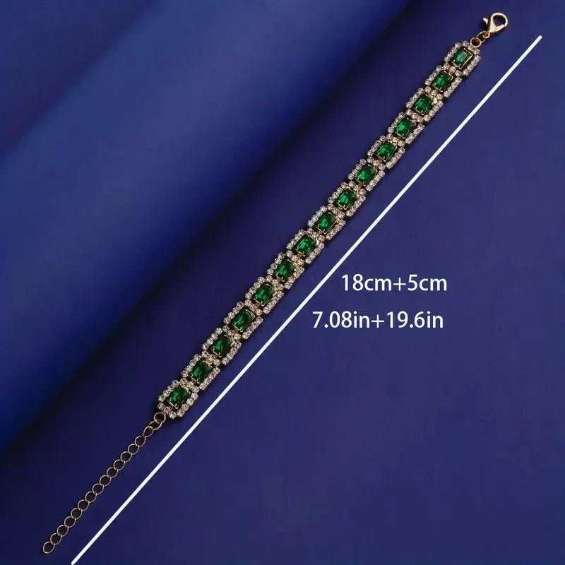 Emerald Green Statement Bracelet | Gold - Agnes Jewels