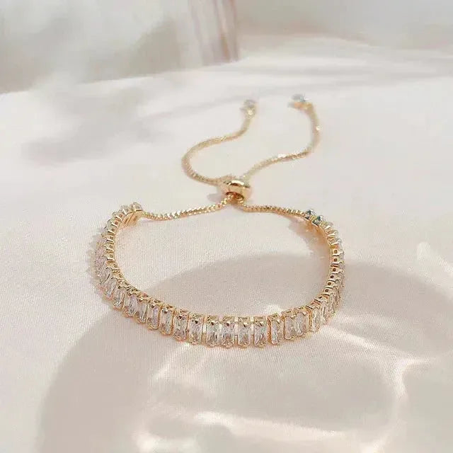 Adjustable Cubic Zirconia Bracelet in Gold and Silver - Agnes Jewels