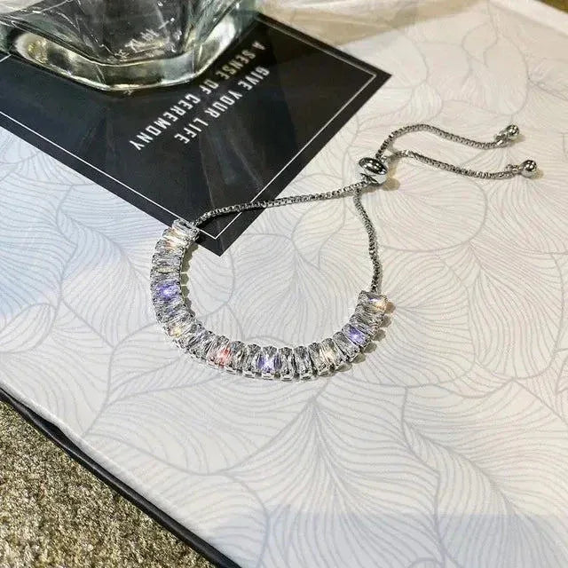 Adjustable Cubic Zirconia Bracelet in Gold and Silver - Agnes Jewels