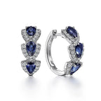 Royal Sapphire Crest Earrings | White Gold - Agnes Jewels