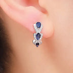 Royal Sapphire Crest Earrings | White Gold - Agnes Jewels