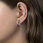 Royal Sapphire Crest Earrings | White Gold - Agnes Jewels