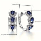 Royal Sapphire Crest Earrings | White Gold - Agnes Jewels