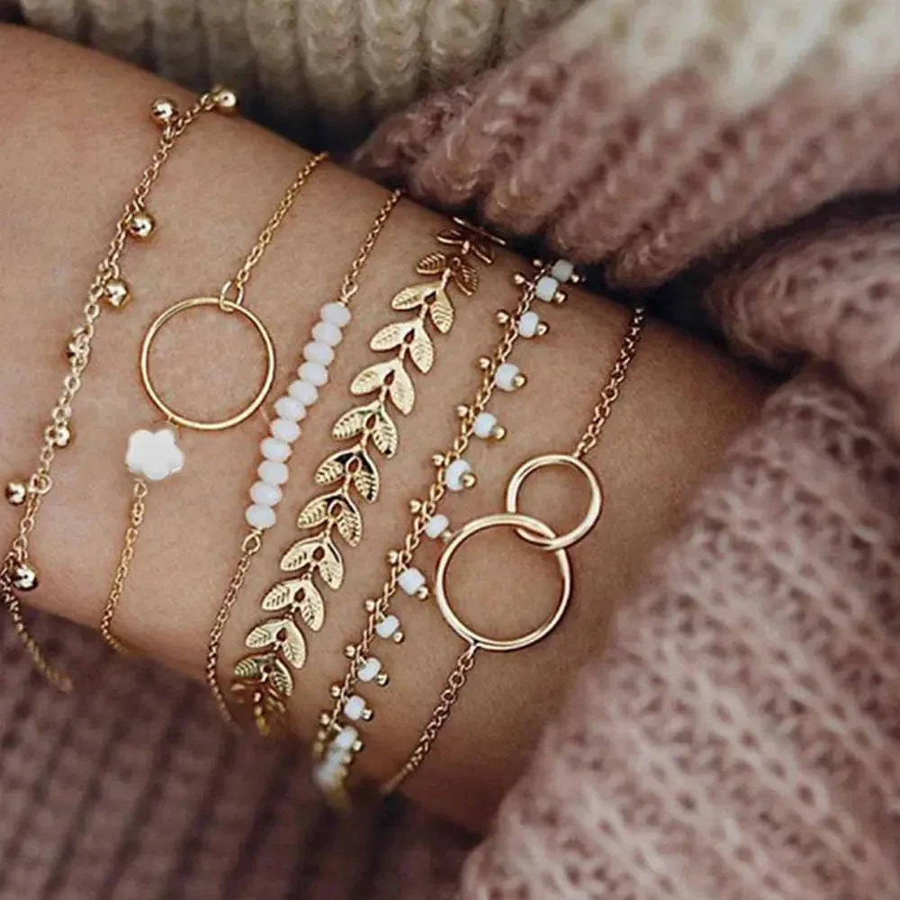 Pack of Boho Bracelets in Gold - Agnes Jewels