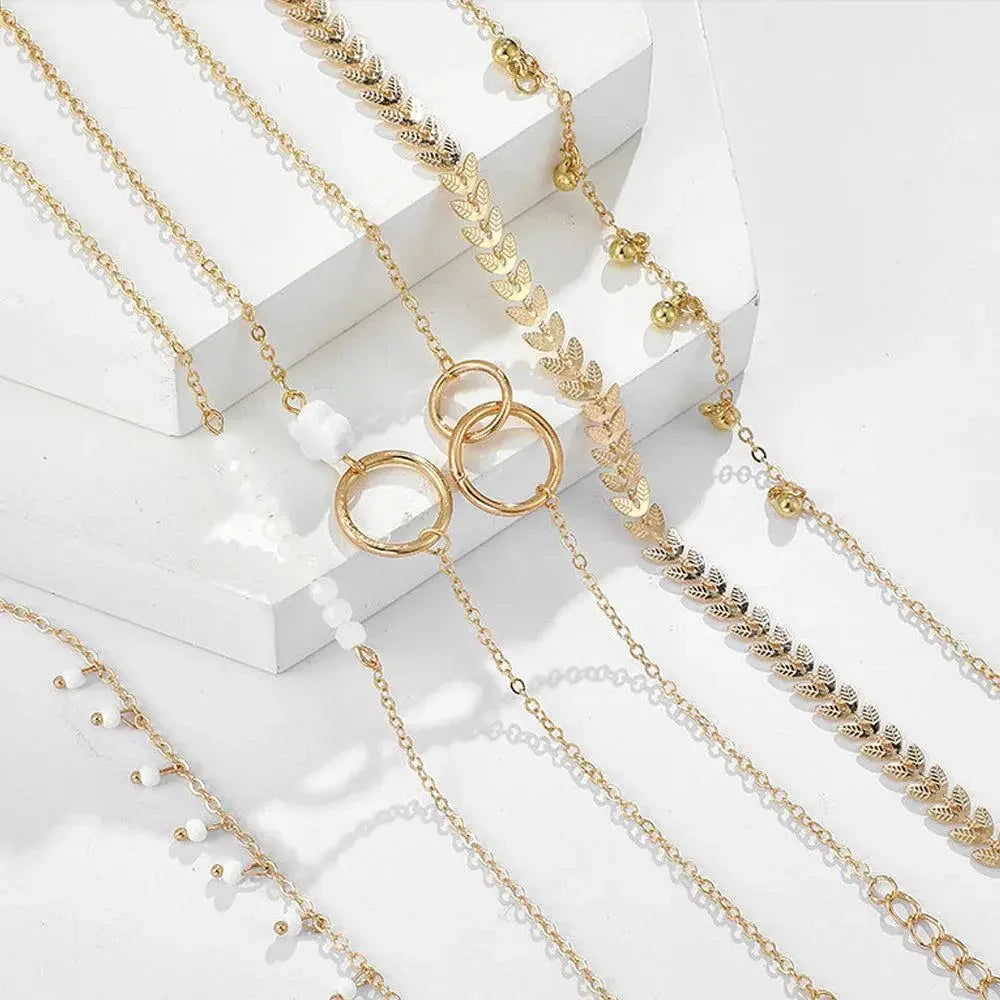 Pack of Boho Bracelets in Gold - Agnes Jewels