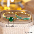 Serena Emerald Duo Ring Set | Gold - Agnes Jewels