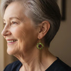 Vintage Rounded Green & Red Crystal Earrings - Agnes Jewels