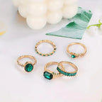 Zarina Exquisite Emerald Ring Set | Gold - Agnes Jewels